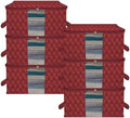 Kuber Industries (Pack of 6) Underbed Storage Bag | Golden Printed | Large Blanket Organizer | Clothing Storage Bag | Clear Window & Handle Storage Bag | Kambal Storage Bag | Maroon by Kuber+Industries