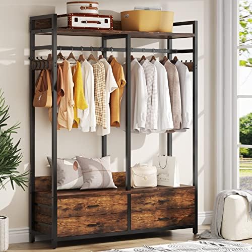 Tribesigns Freestanding Closet Organizer, Garment Rack with 4 Drawers - Image 4