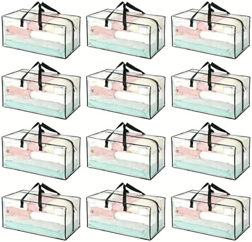 12 Pack Heavy Duty Moving Bags Extra Large Packing Bags, Clear by Rhsiehve