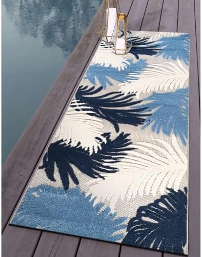 Rugshop Lucca Indoor/Outdoor Contemporary Floral Area Rug Navy 2'7" x 6' by Rugshop