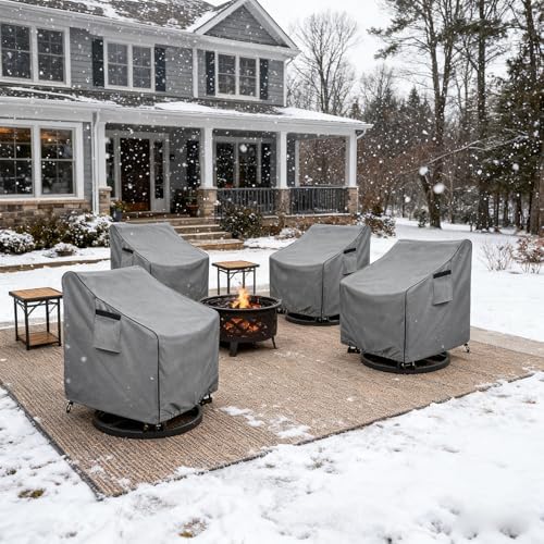 okcool Patio Swivel Chair Cover 4 Pack,Waterproof Heavy Duty Outdoor Chair Covers,Outdoor Swivel Chair Cover for Patio Furniture Covers(33 W x 35 D x 38.5 H inches),Grey - Image 6