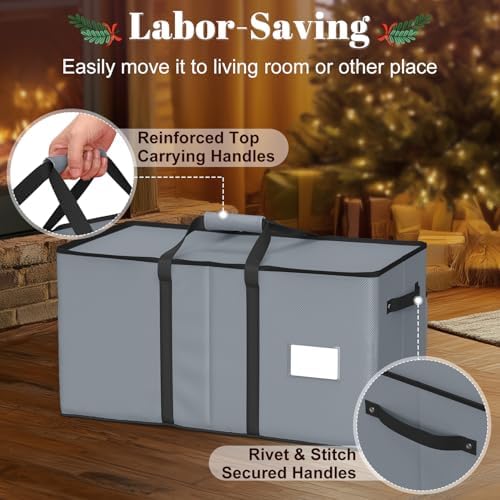 Keten Large Christmas Ornament Storage Boxes with Adjustable Dividers - Image 7