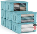 Sorbus Medium Clothes Storage Bags - Foldable Blanket Storage Bins for Organizing Bedroom, Closet, Clothing, Comforter, Organization with Clear Window, Lids and Carry Handles - Set of 8 by Sorbus