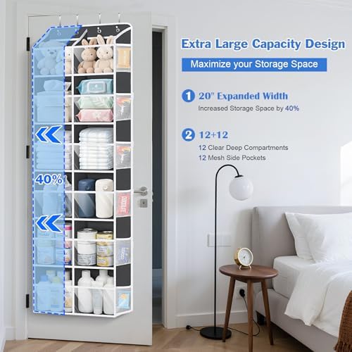 Univivi Hanging Door Organizer, 6 Tiers Large Over Door Storage, Dark Grey - Image 3