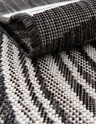 Unique Loom Outdoor Modern Collection Area Rug - Pool (4' 1" Round, Charcoal/ Gray) - Image 4
