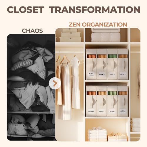 Cotton Linen Sheet Organizers and Storage, 12Pack Off-White - Image 4