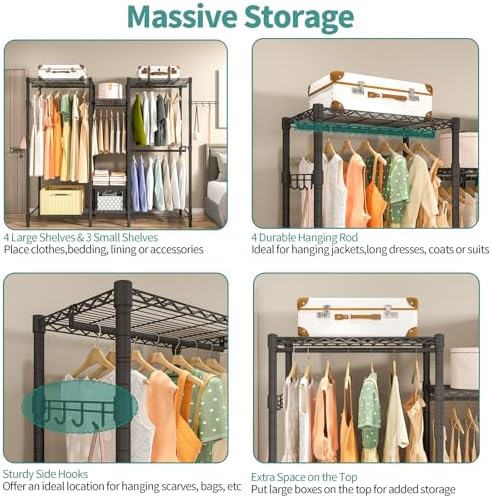 Heavy Duty Garment Rack, Portable Wardrobe Clothes Rack - Image 3