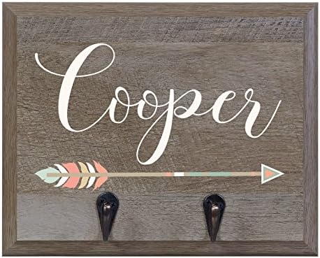 Rooms Organized Personalized Re-Engineered Barn wood Family Name Decor wall Mounted Coat Hat and Dog leash Rack Storage with 2 metal hooks 10" w x 8" h 4.25" deep (Arrow) by LifeSongMilestones