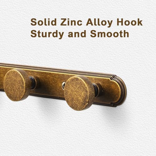 Goo-Ki 1 Pack Antique Brass Coat Rack Wall Mount Heavy Duty, Vintage Brass Towel Rack Zinc Alloy Coat Hooks Wall Mounted for Bag Hat Clothes Scarf - Image 2