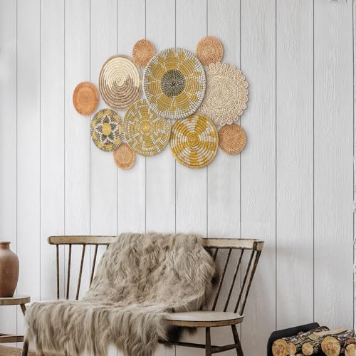 Tatuo 11 Pcs Boho Wall Basket Decor Woven Wall Hanging Art, Lively - Image 6