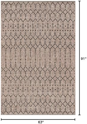 Eyely Moroccan Woven Area Rug 5X8 Natural/Black, Indoor Outdoor Rug - Image 2