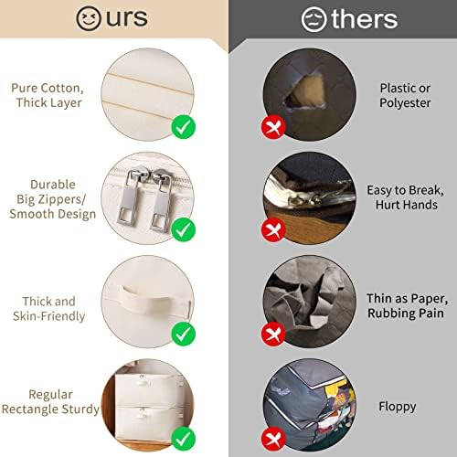 3 Pack Canvas Comforter & Blanket Storage Bags with Clear Window, Beige - Image 5