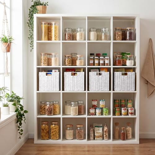 StorageWorks 11 inch Cube Storage Bin, White Storage Cubes, Wicker Baskets - Image 2