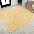 Eyely Moroccan Woven Square Rug 5X5 Yellow/Cream, Indoor Outdoor Rug by eyely