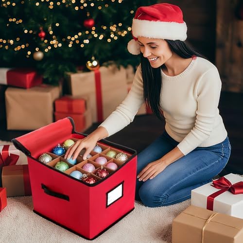 SATINIOR 6 Pcs Christmas Tree Storage Bag Set, Ornament Box, Red, 9 ft - Image 7