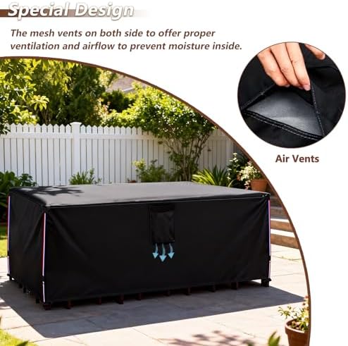 Waterproof Outdoor Patio Furniture Covers,110"L x 84"W x 28"H,Black - Image 5