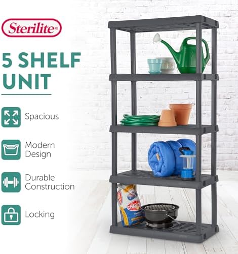 Sterilite 5 Shelf Unit, Heavy-Duty Plastic Storage & Utility Shelving Rack - Image 4