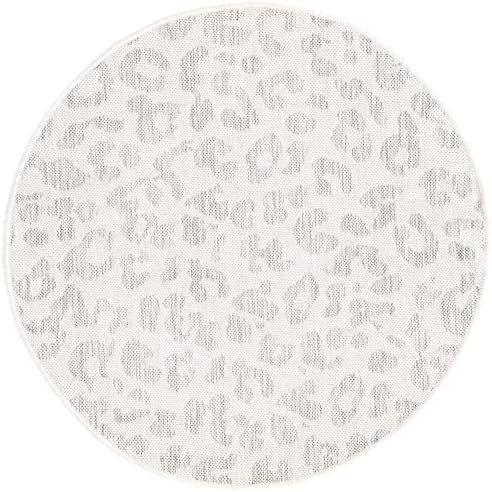 Unique Loom Outdoor Safari Collection Area Rug - Leopard (3' Round, Ivory Gray) - Image 2