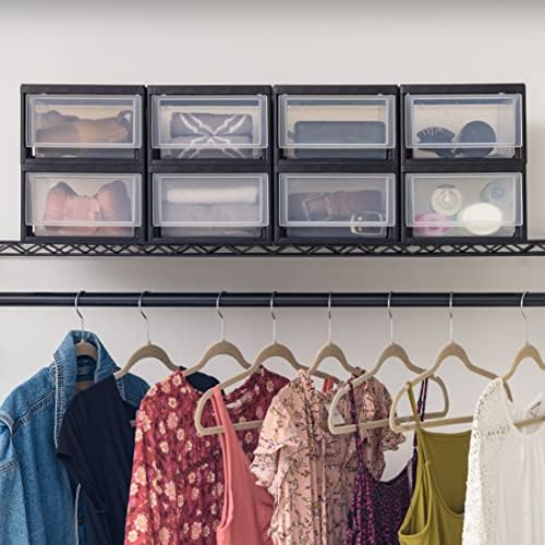 IRIS USA 8-Pack, 6 Qt. Small Stacking Drawer Storage Organizer, Black - Image 2
