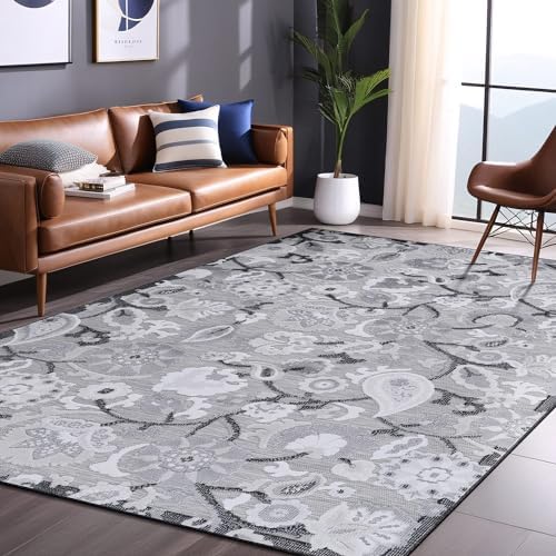 Luul Home Floral Indoor Outdoor Rugs 10x14 Large Area Rug for Living Room, Patio Decor, Kitchen, and Entryway Rug, Washable Stain Resistant Outside Carpet Gray 10 x 14 - Image 5