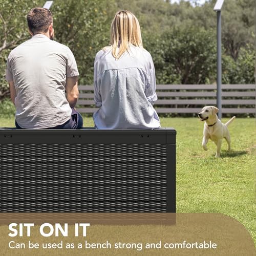 Devoko 100 Gallon Waterproof Resin Deck Box, Large Outdoor Storage Box - Image 3