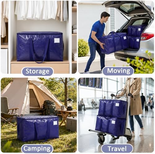 Songrey Extra Large Heavy Duty Moving Bags, 8 Pack, Dark Blue - Image 7