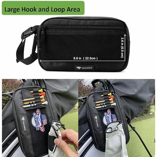 Golf Pouch Bag for Balls Accessories Valuables | Customizable with Hook-and-Loop Panel | Ideal Golfer Gift, Includes Tee-Holder and Motivation Patches | Also Great for Gym Sports Travel Tactical - Image 3