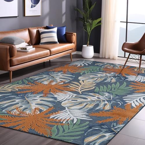 Luul Home Floral Indoor Outdoor Rugs 6x9 Large Area Rug for Living Room, Patio Decor, Kitchen, and Entryway Rug, Washable Stain Resistant Outside Carpet Midnight 6 x 9 - Image 4