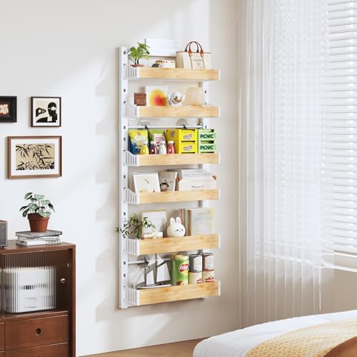 6-Tier Over The Door Pantry Organizer, Heavy-Duty Metal Wall Mount or Hanging Spice Rack, behind the door storage Shelves with Adjustable Basket, Back of Door Organizer for Kitchen Cabinet and Closet - Image 5