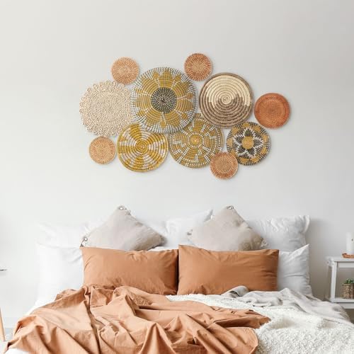 Tatuo 11 Pcs Boho Wall Basket Decor Woven Wall Hanging Art, Lively - Image 5