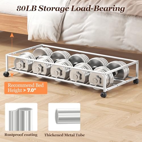 Yecaye Under Bed Storage with Wheels 2 Pack, 85 L Extra Large Under Bed Storage Containers with Metal Frame & Clear Lid, Rolling Underbed Organizer Bins Drawers for Clothes, Shoes, Blankets, Beige - Image 3