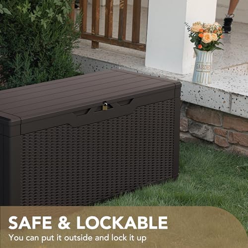 Devoko 100 Gallon Waterproof Resin Deck Box, Large Outdoor Storage Box - Image 5