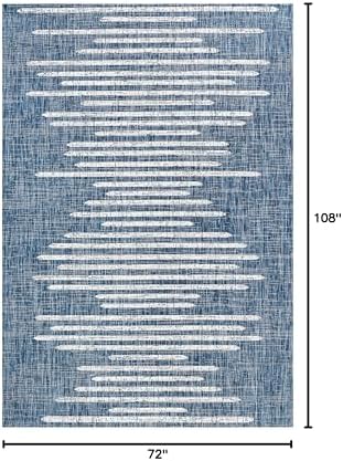 JONATHAN Y Stripe Geometric Indoor Outdoor Area Rug 6X9 Blue/Ivory, Zolak Berber for Backyard, Patio, Porch, Easy-Cleaning, High Traffic, Pet-Friendly, Non-Shedding (SMB124C-6) - Image 2