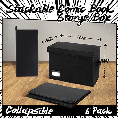 Chuangdi 6 Pcs Comic Book Storage Boxes,Black - Image 2