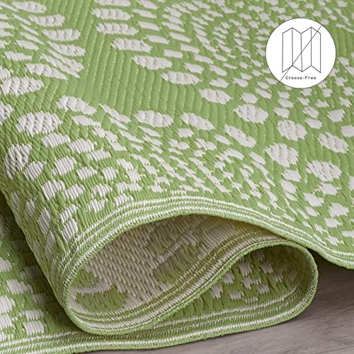 Fab Habitat Outdoor Rug - Waterproof, Fade Resistant, Crease-Free - Premium Recycled Plastic - Floral Medallion - Patio, Porch, Deck, Balcony - Rio - Green - 5 x 8 ft - Image 5