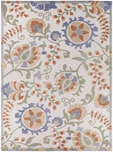 Nourison Home Aloha Ivory Blue 9' x 12' Area Rug - Easy Clean, Non Shedding, Bed Room, Living Room, Dining Room, Kitchen (9' x 12') - Image 5