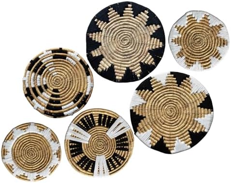 Laquedecraft Plates Wall Decor Set of 6, Handwoven Wicker (Art Deco) by Laquedecraft