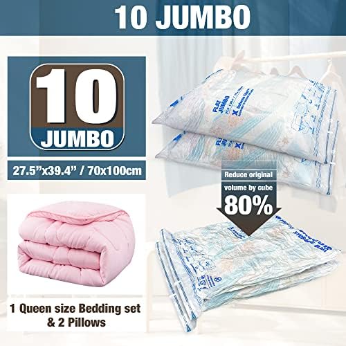 10 Jumbo Vacuum Storage Bags for Bedding, Vacuum Seal Bags for Clothing (Pack of 2) - Image 2