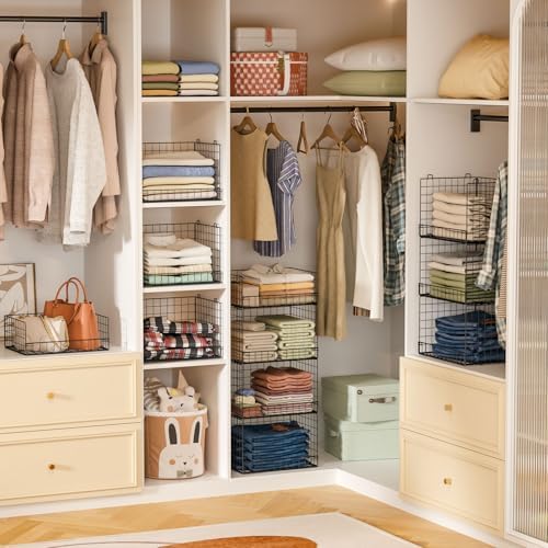 4 Tier Stackable Closet Organizers and Storage Shelves, Foldable Closet Shelf Organizer System, Stackable Storage Bins Drawers for Clothes Organizer System, Black（Patent No. 30022416） - Image 2