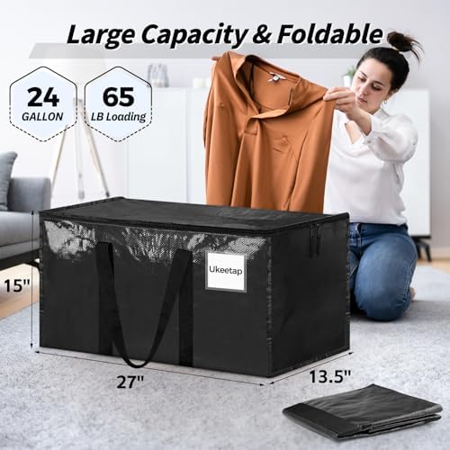 8 Pack Extra Large Clothes Storage Bins with Lids, Moving Bags,Black - Image 2