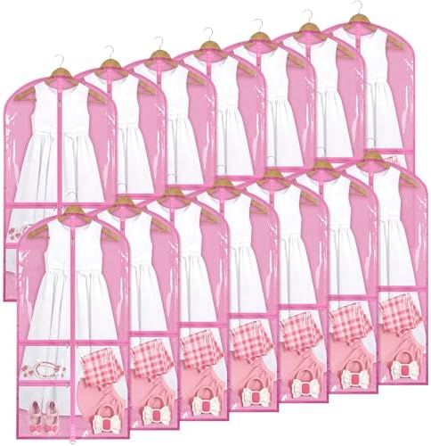 Geelin 14 Pcs Garment Bags for Dance PVC Clear, Transparent Pink by Geelin