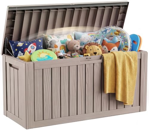 EFU Outdoor Storage Box 140 Gallon Deck Box, Waterproof Resin, Grey by EFU