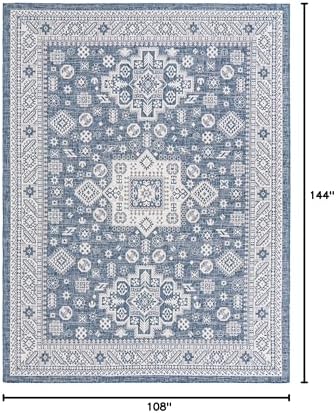 Rugs.com - Outdoor Aztec Rug – 9' x 12' Blue Indoor/Outdoor Rug – Washable Stain-Resistant Flatweave for Patios, Decks, and Porches - Image 2