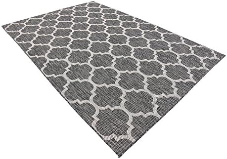 Unique Loom Outdoor Trellis Collection Area Rug (6' 1" x 9' Rectangle, Black/ Ivory) - Image 5