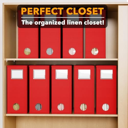 SpaceAid 9 Pack Bed Sheet Organizers and Storage, Foldable Sheet Organizer with Window for Linen Closet, Set Folder Keeper for Queen & King Size Bedding Storage (Red) - Image 5
