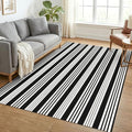 KOZYFLY 5x7 ft Area Rug Black and White Rug Woven Washable Striped Rugs by KOZYFLY