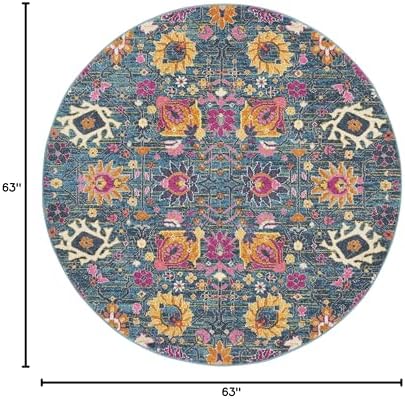 Nourison Home Passion Denim 5' x Round Area Rug - Easy Clean, Non Shedding, Bed Room, Living Room, Dining Room, Kitchen (5' x Round) - Image 2