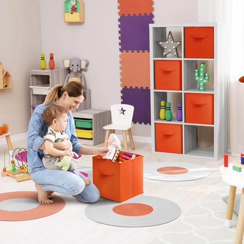 Sorbus Fabric Storage Cubes, 8 Pack, with Handles (13 Inch, Orange) - Image 3