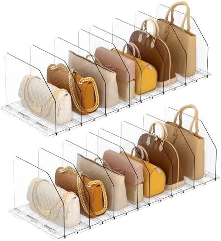 Purse Organizer for Closet, Adjustable Clear Handbag Storage Holder, Acrylic Purse Organizer for Closet Organization, Shelf Divider, Perfect for Bedroom, Living Room, Home by Unknown