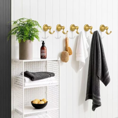 khtumeware 4 Pack 2-1/2 inch Brushed Gold Vintage Towel Hooks - Image 4